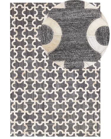 Teppich Kuhfell grau / beige 160 x 230 cm Patchwork Kurzflor YEDISU