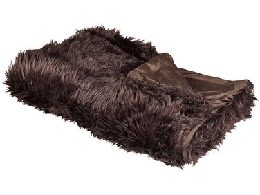 Faux Fur Bedspread 150 x 200 cm Brown DELICE