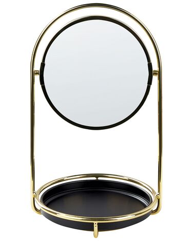 Kosmetické zrcadlo ø 15 cm zlaté/černé INDRE