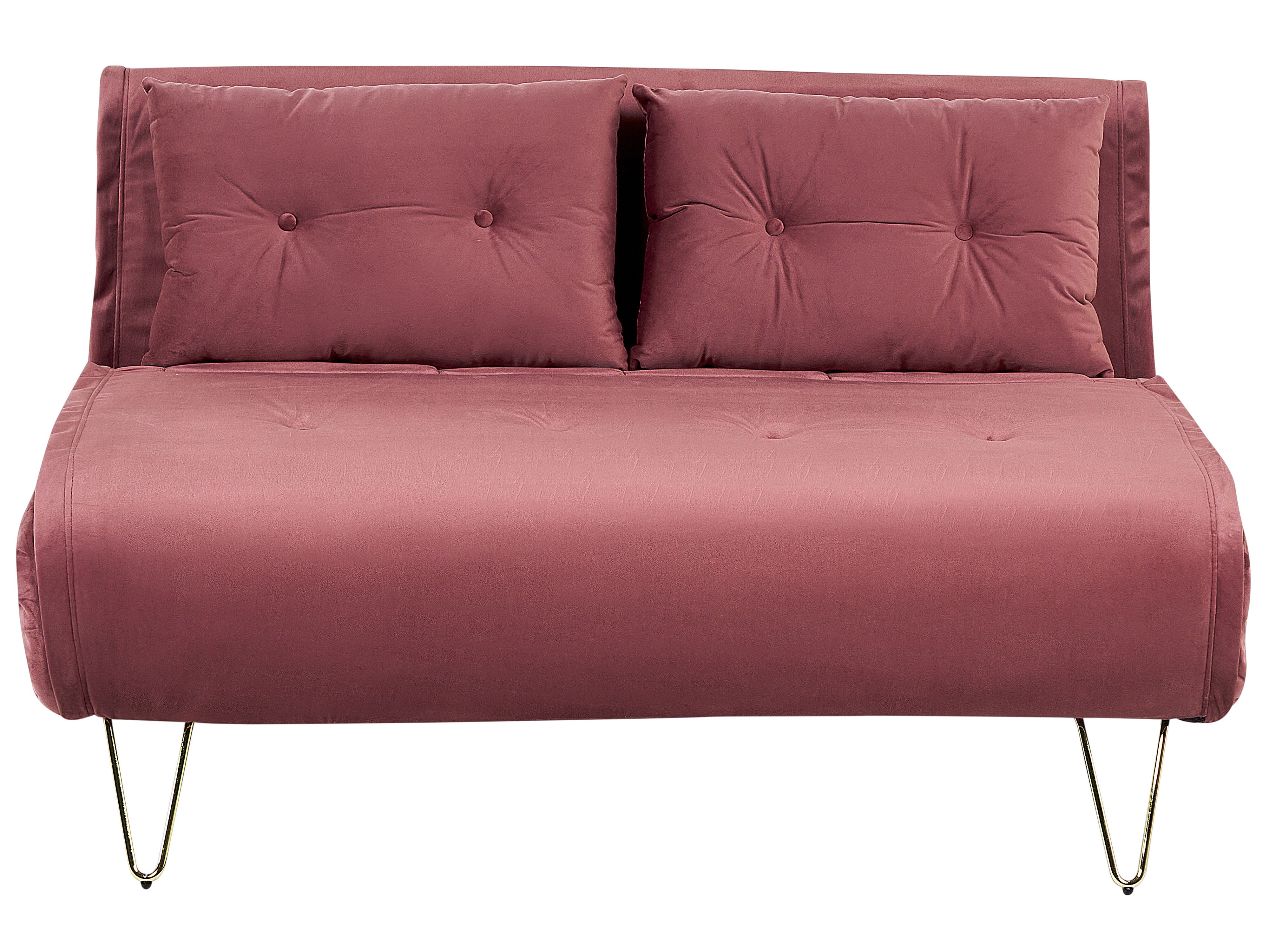 2 Seater Velvet Sofa Bed Pink Vestfold
