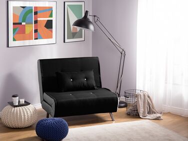 Fabric Single Sofa Bed Black FARRIS