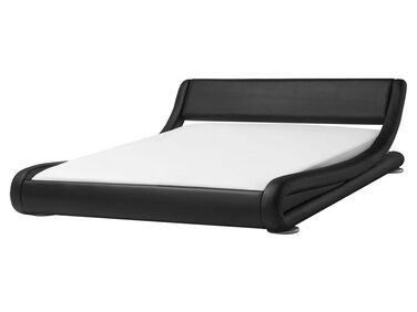 Vodná posteľ z umelej kože 160 x 200 cm čierna AVIGNON