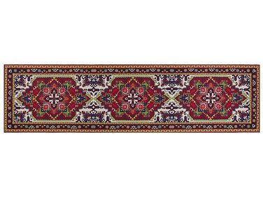 Teppich rot 80 x 300 cm orientalisches Muster Kurzflor COLACHEL