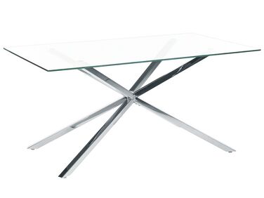Jedálenský stôl so sklenenou vrchnou doskou 160 x 90 cm strieborný CORA