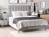 Conjunto de dormitorio de terciopelo gris claro/negro 160 x 200 cm SEZANNE_796215