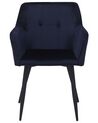 Conjunto de 2 sillas de comedor de terciopelo azul oscuro/negro JASMIN_710916