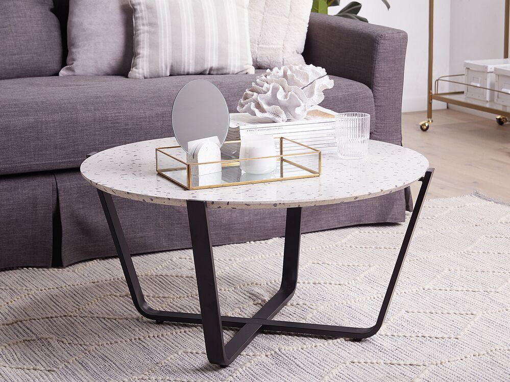 Couchtisch rund Terrazzo Optik / schwarz ø80 cm VALERA | Beliani.de