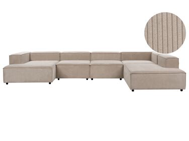 5 pers. sofa lysebrun fløjl venstrevendt APRICA