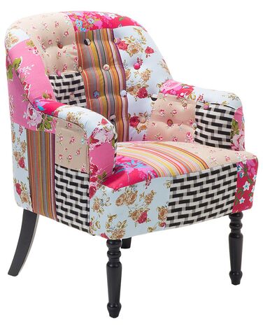 Fauteuil patchwork fauteuil en tissu multicolore MANDAL