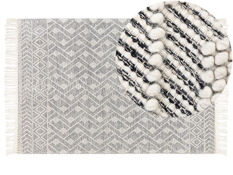 Wool Area Rug 160 x 230 cm Black and White KAVAK_856520