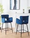 Conjunto de 2 sillas de bar de terciopelo azul marino SANILAC_912674
