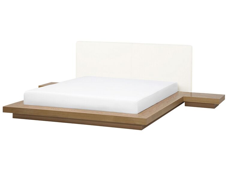 EU Super King Size Waterbed with Bedside Tables Light Wood ZEN_703123