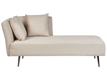 Left Hand Fabric Chaise Lounge Beige RIOM