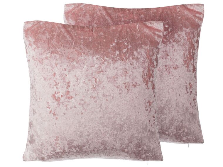 Set of 2 Velvet Cushions 45 x 45 cm Pink HOSTA_770390
