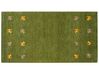 Gabbeh Teppich Wolle grün 80 x 150 cm Tiermuster Hochflor YULAFI _870294