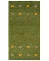 Alfombra gabbeh de lana verde/amarillo/beige 80 x 150 cm YULAFI_870294
