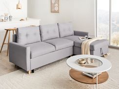 4-istuttava kulmavuodesohva säilytystilalla vasenk. vaaleanharmaa FLAKK