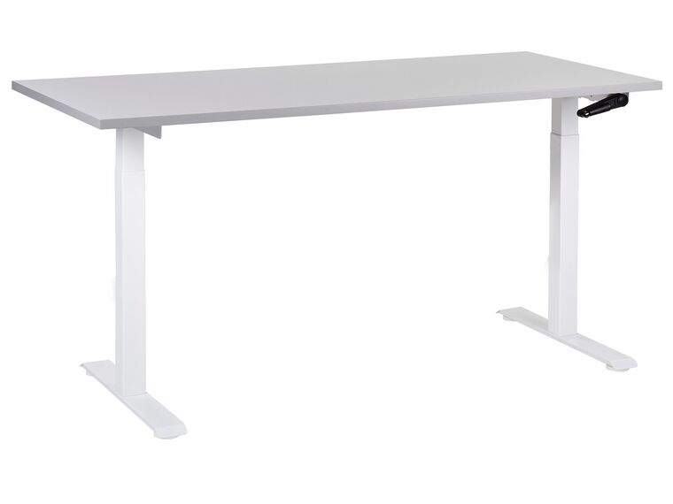 Schreibtisch grau / weiß 160 x 72 cm manuell höhenverstellbar DESTINES_898807