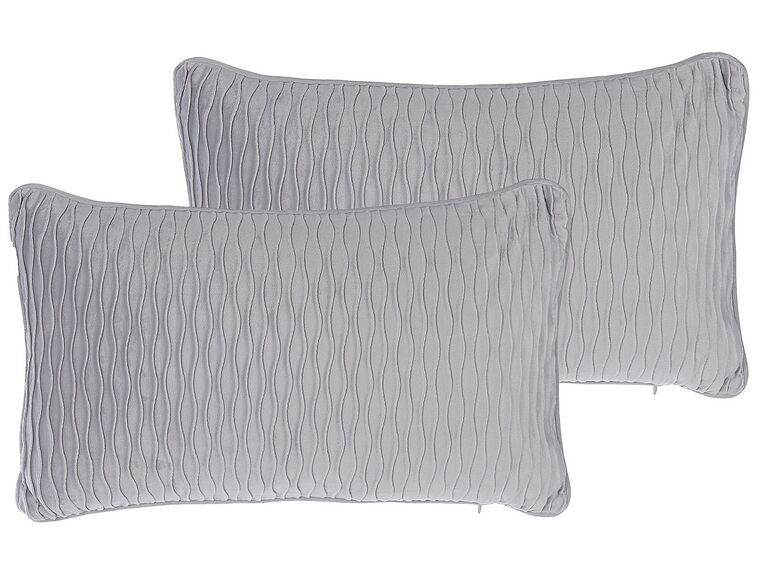 Set of 2 Embossed Cushions 30 x 50 cm Grey MOTARI_801514