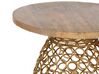 Wire Frame Mango Wood Side Table Light and Gold WAIHI_854374