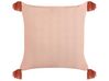 Welurowa poduszka dekoracyjna z frędzlami roślinny motyw 45 x 45 cm różowa RUMHORA_838215