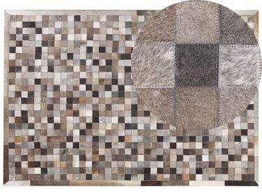 Kožený koberec 160 x 230 cm sivá/hnedá/béžová ARMUTLU