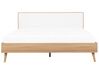 Cama de casal em madeira clara e branca 180 x 200 cm SERRIS_748338