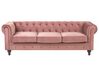 Sofa 3-osobowa welurowa różowa CHESTERFIELD_778820