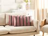 Set of 2 Velvet Cushions Striped Pattern 35 x 60 cm Pink CRODYLINE_914042