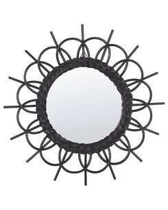 Seinäpeili rottinki musta ø 60 cm TELAKIA