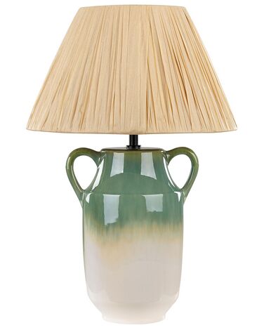 Lámpara de mesa de cerámica verde y blanca LIMONES