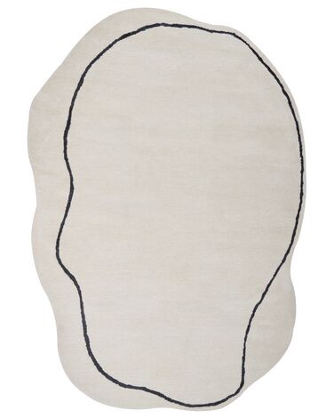 Teppich Viskose beige / schwarz 160 x 230 cm geometrisches Muster Kurzflor DERA