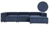 Left Hand 3 Seater Modular Jumbo Cord Corner Sofa Blue APRICA_909095
