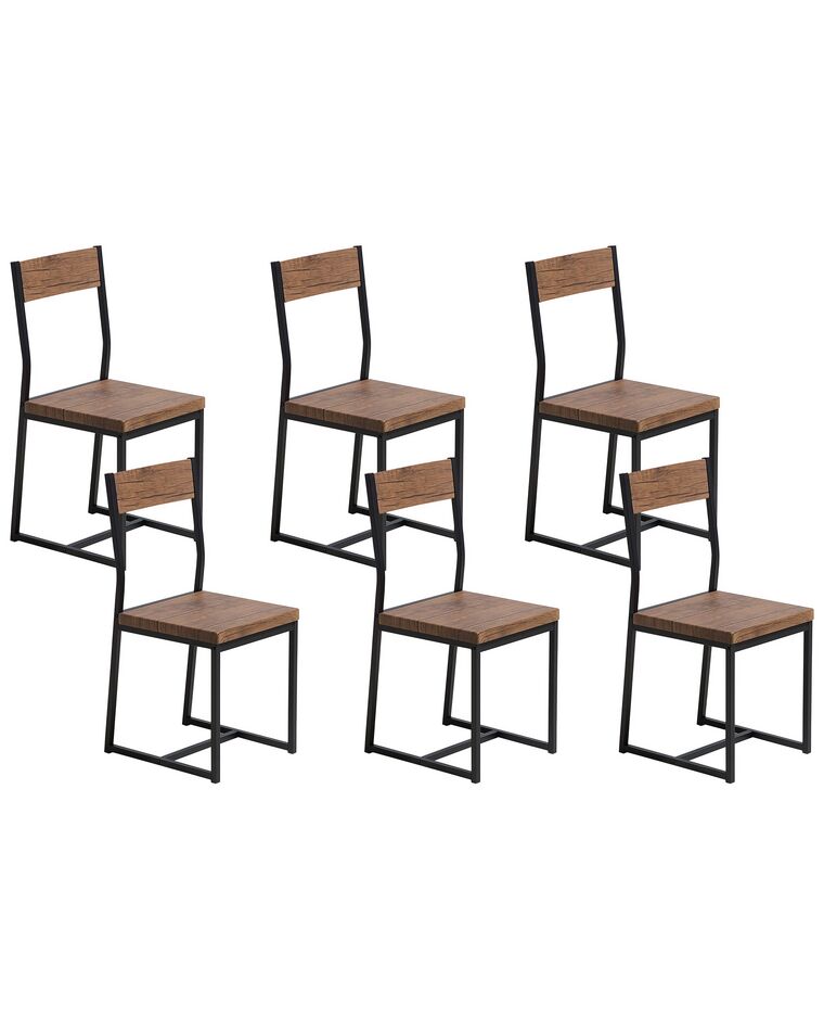 Zestaw 6 krzeseł do jadalni ciemne drewno LAREDO_692146
