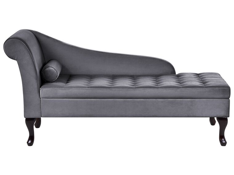 Chaise-longue à esquerda com arrumação em veludo cinzento escuro PESSAC_881951