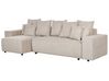 Canapé-lit d'angle à droite avec rangement en velours côtelé taupe LUSPA_898696