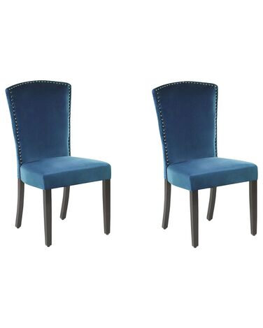 Set of 2 Velvet Dining Chairs Blue PISECO