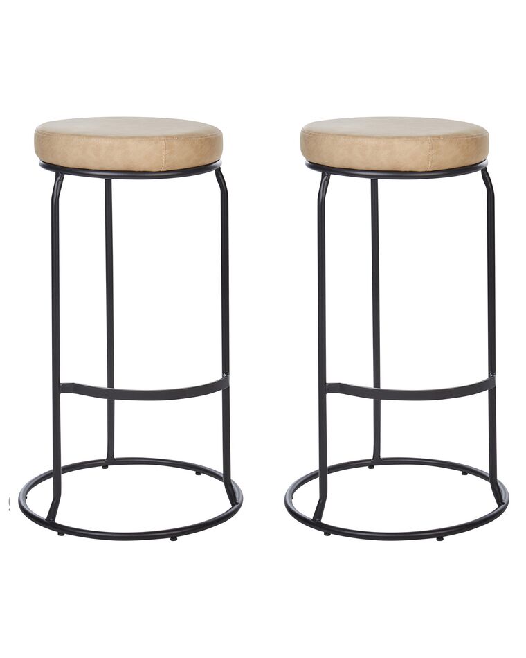 Set of 2 Faux Leather Bar Stools Beige MILROY_913990