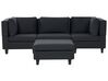 3-Seater Modular Fabric Sofa with Ottoman Black UNSTAD_893490
