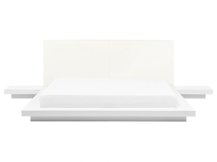 Łóżko ze stolikami nocnymi 160 x 200 cm białe ZEN_751585