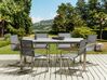 Záhradný jedálenský stôl so sklenenou doskou 180 x 90 cm sivý COSOLETO_881926