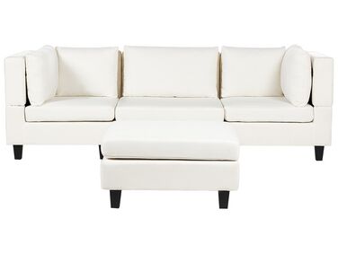3-Seater Modular Fabric Sofa with Ottoman White UNSTAD