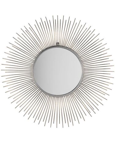 Strieborné nástenné zrkadlo ø 80 cm CILLY