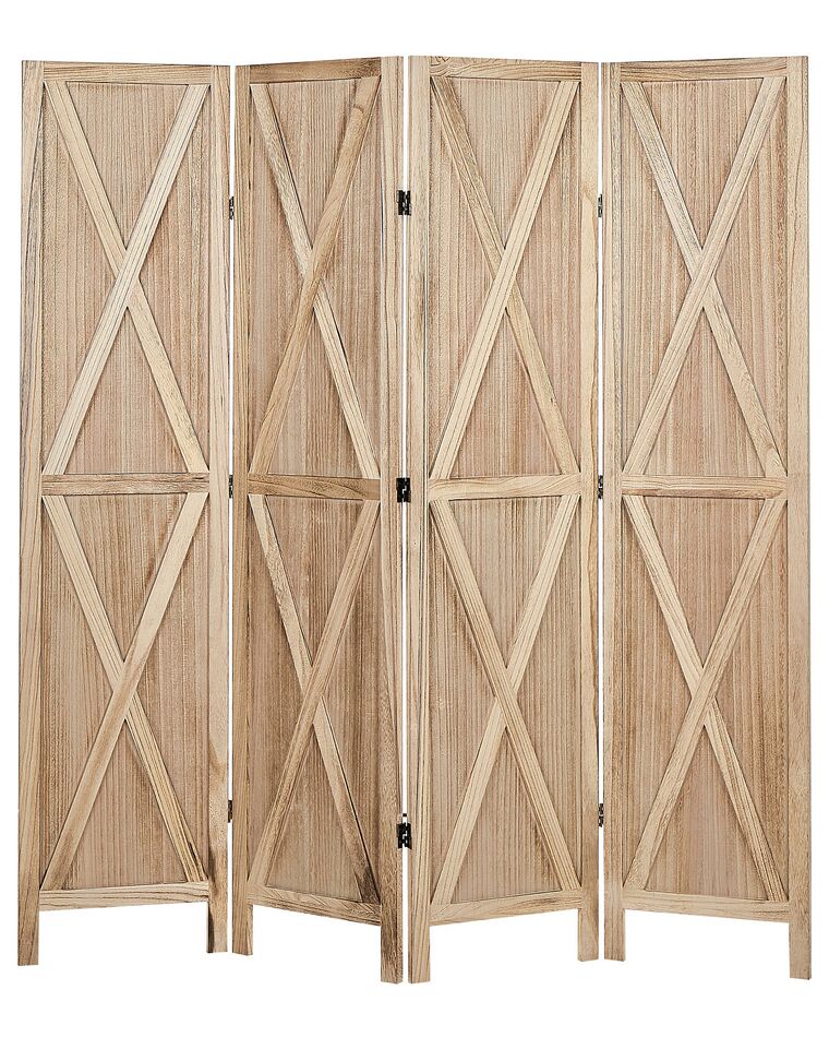 4-panelowy składany parawan pokojowy drewniany 170 x 163 cm jasne drewno RIDANNA_874074