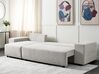 Canapé-lit d'angle à droite avec rangement en tissu gris clair LUSPA_901006