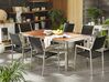 6 Seater Garden Dining Set Eucalyptus Wood Top with Black Rattan Chairs GROSSETO_768486