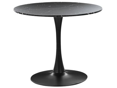 Mesa de comedor negro/mármol ⌀ 90 cm BOCA