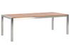 Nyolcszemélyes étkezőasztal eukaliptusz asztallappal és fehér textilén székekkel GROSSETO_768554