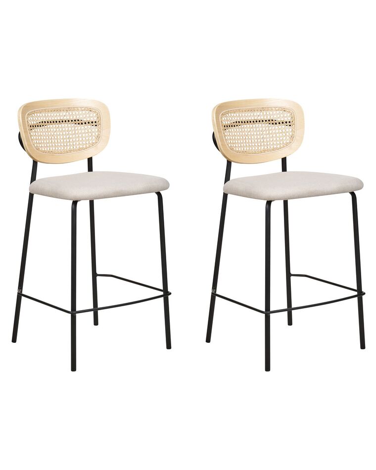 Set of 2 Fabric Bar Chairs Light Beige MAYETTA_885356