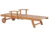 Leżak ogrodowy drewno akacjowe z poduszką kremową JAVA_803689
